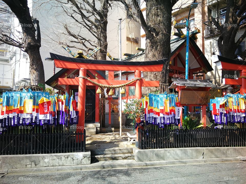 A local colorful shrine in the city of Tokyo