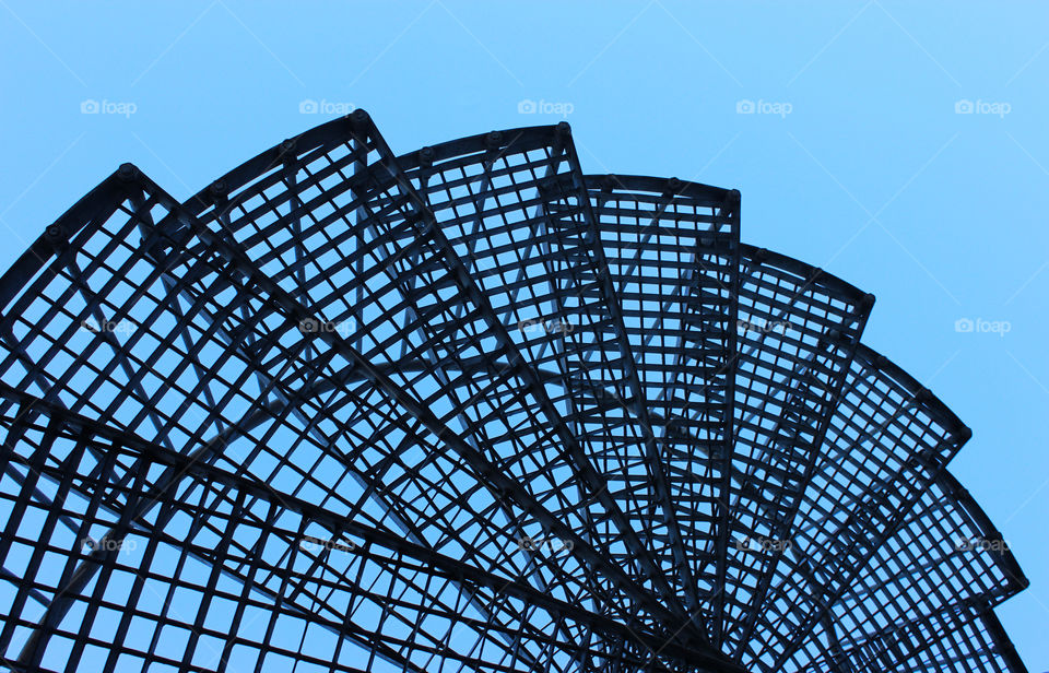 close-up of a firestairway against blue sky
