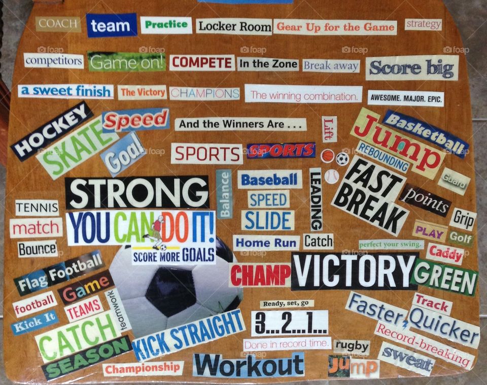 Sports words collage