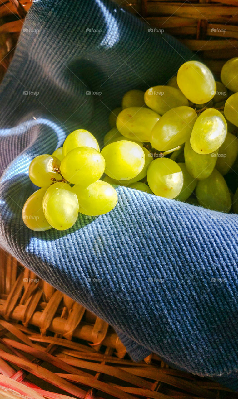 Just grapes in a basket