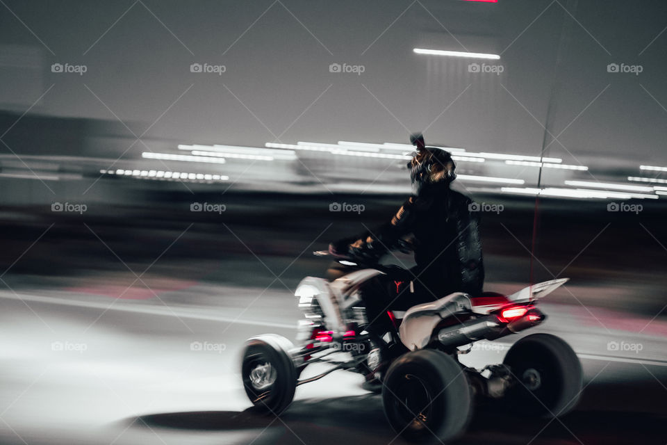 Panning shot of a motorcyclists 