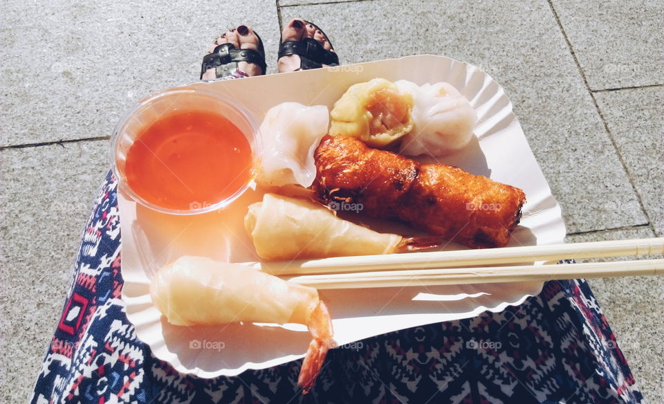 Close-up of street food