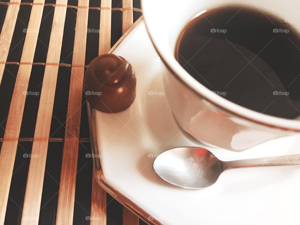 Coffee cup on table