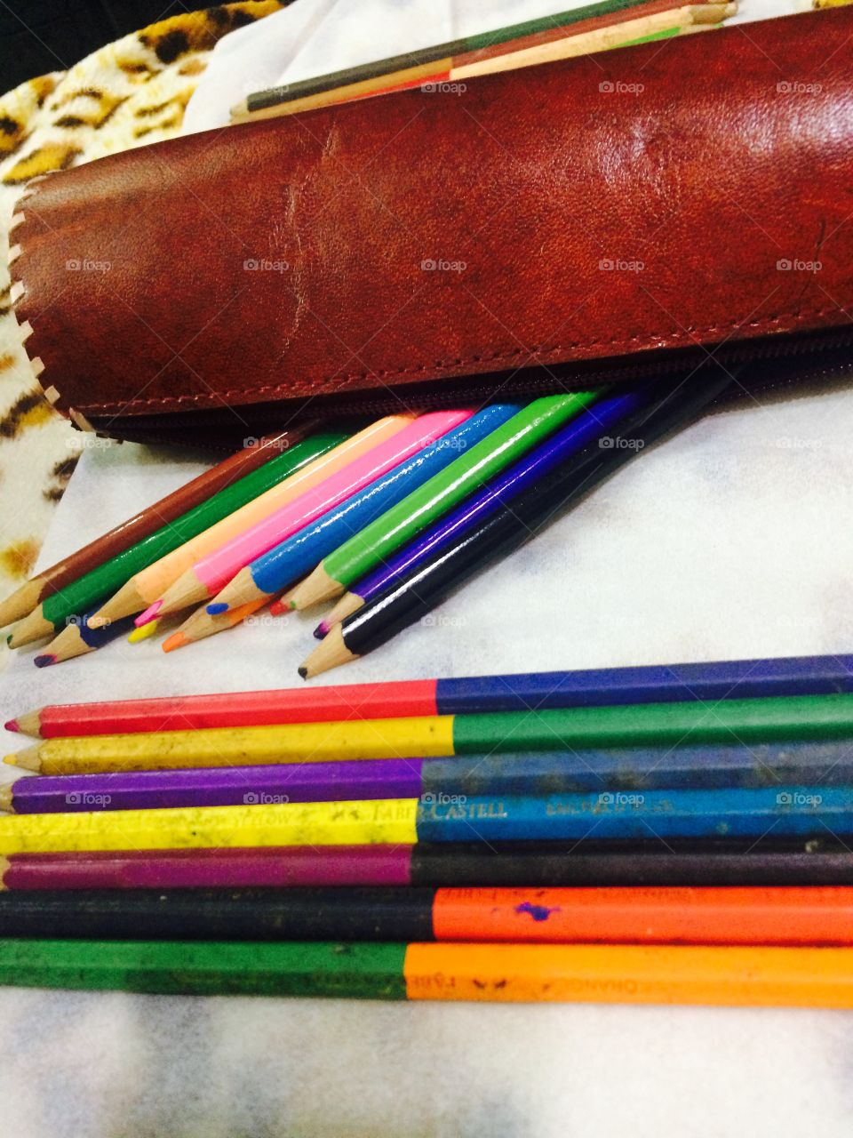 flat lay of color pencils