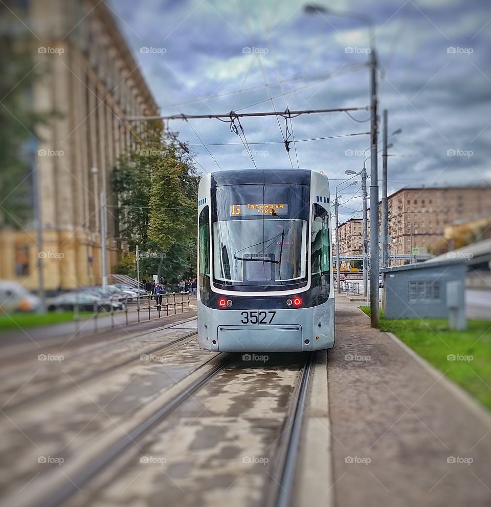 This a a city tram which U.S. Quite popular transportation. 