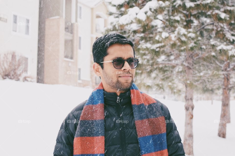 Young man in snow 