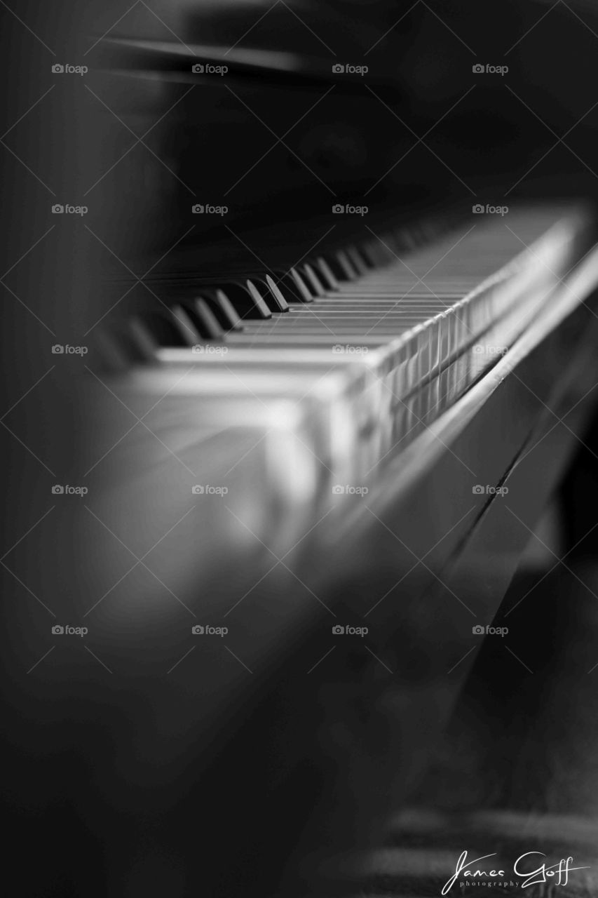 Piano keys in black and white