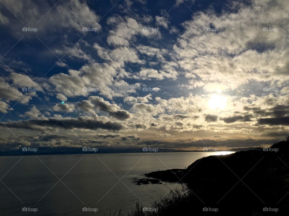 Scenic view of sea against cloudy sky