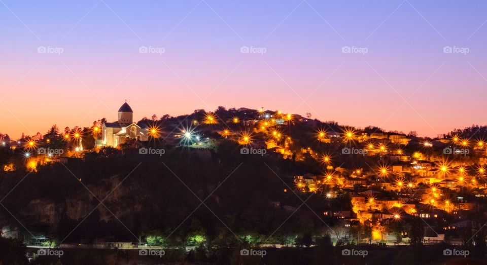 Variety shutter speed training in twilight moment at Bagrati Cathedral land scape in Kutaisi Georgia