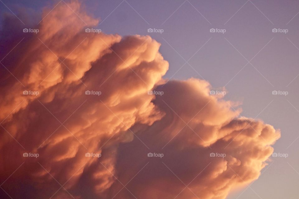 Isolated view of a colorful, dramatic, cumulonimbus clouds