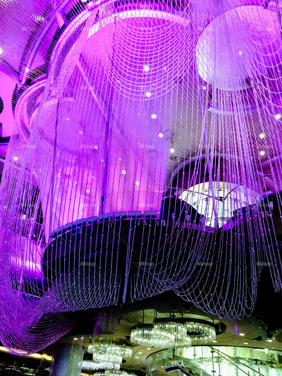 Beautiful, purple beaded balcony in Las Vegas.