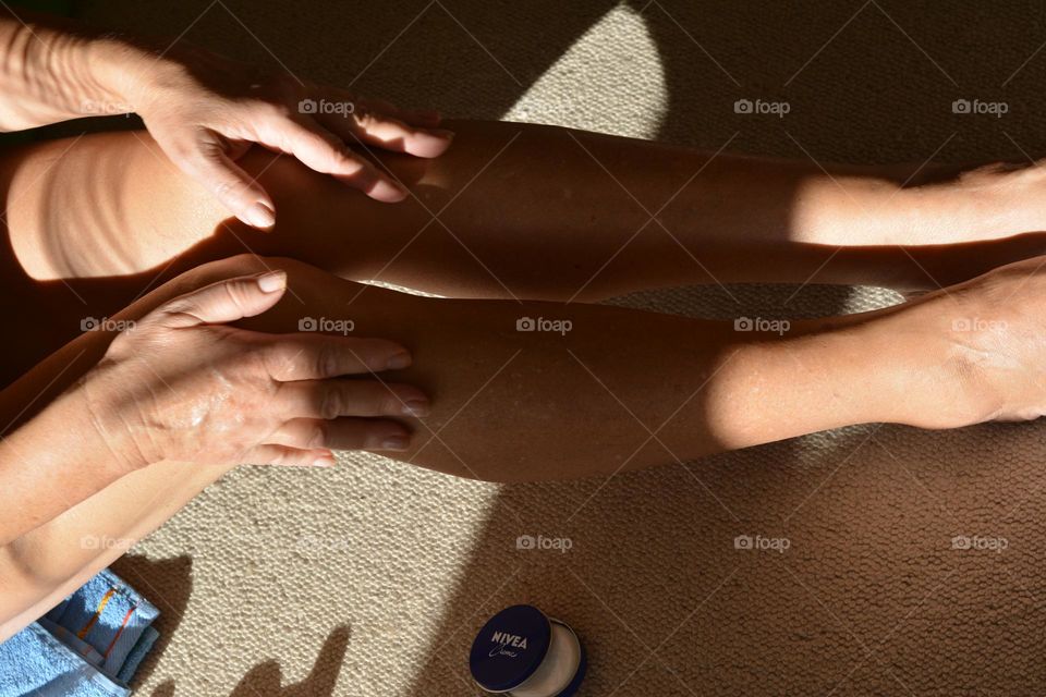 love Nivea cream skin care woman legs and hands