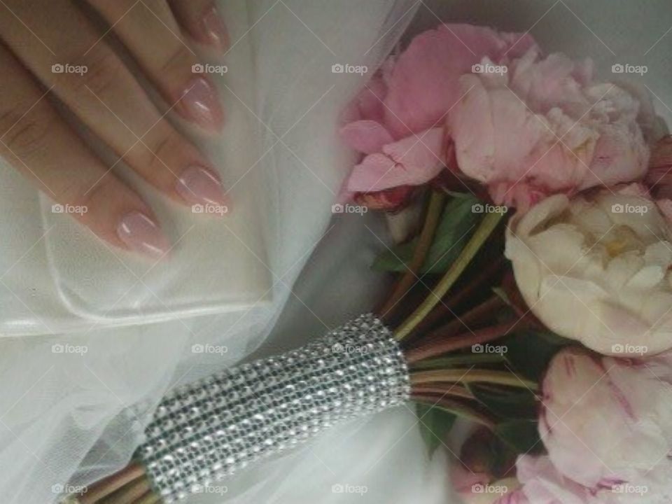 Pink and shiny. Wedding Bouquet