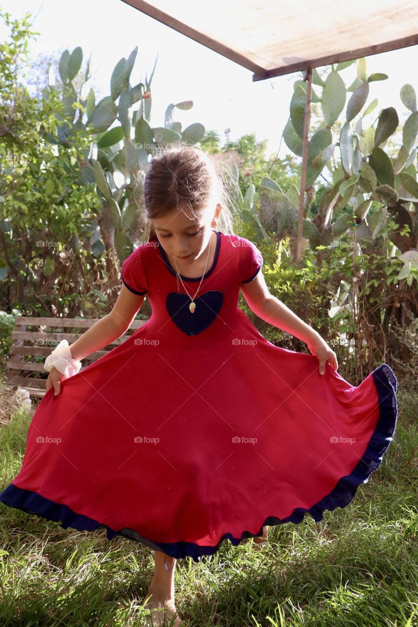 Girl dancing with her lovely dress