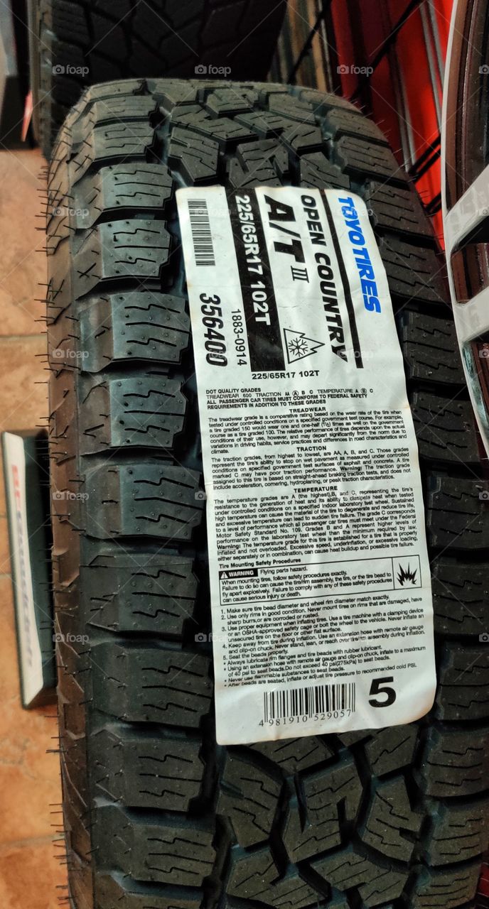 a tire BFGoodrich in a Toyota center