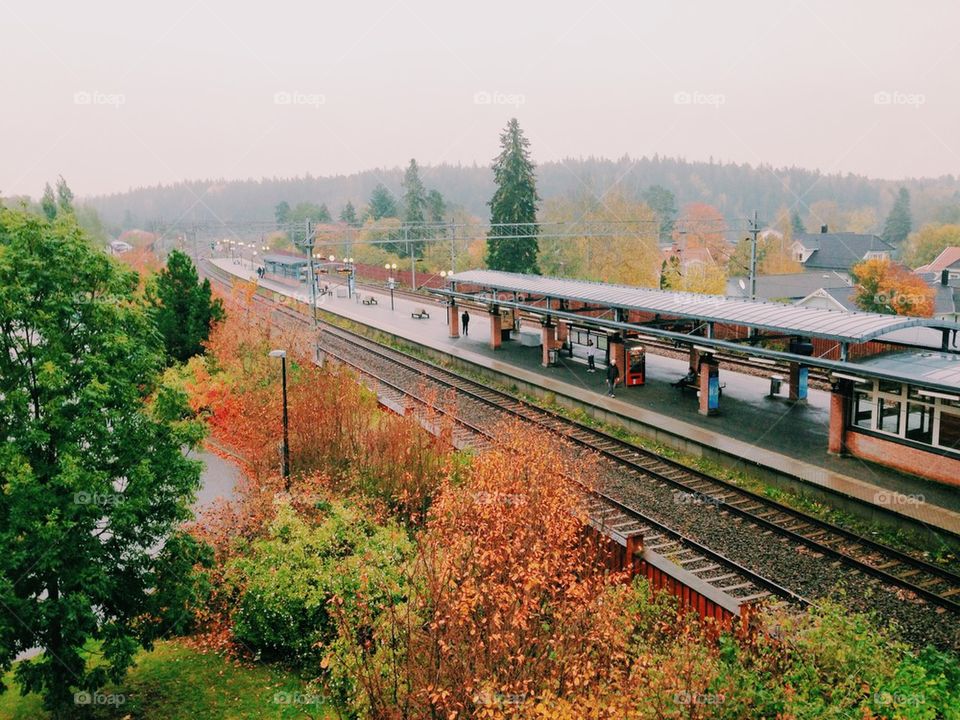 autumn train station