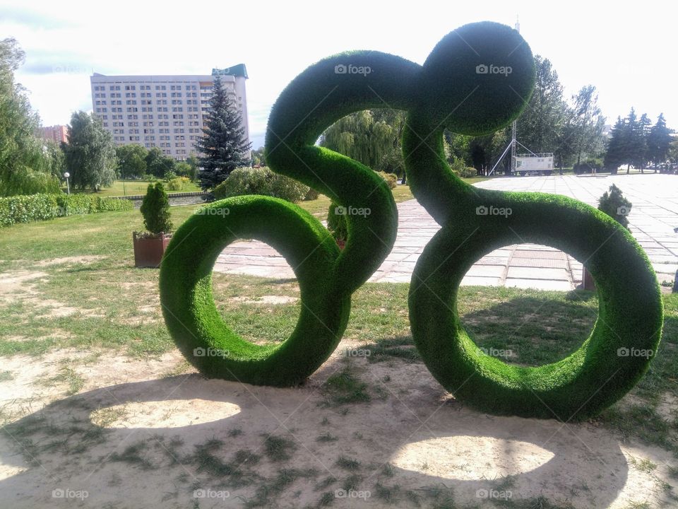 sports figure people bike Olympics street art landscape in the Minsk city Belarus