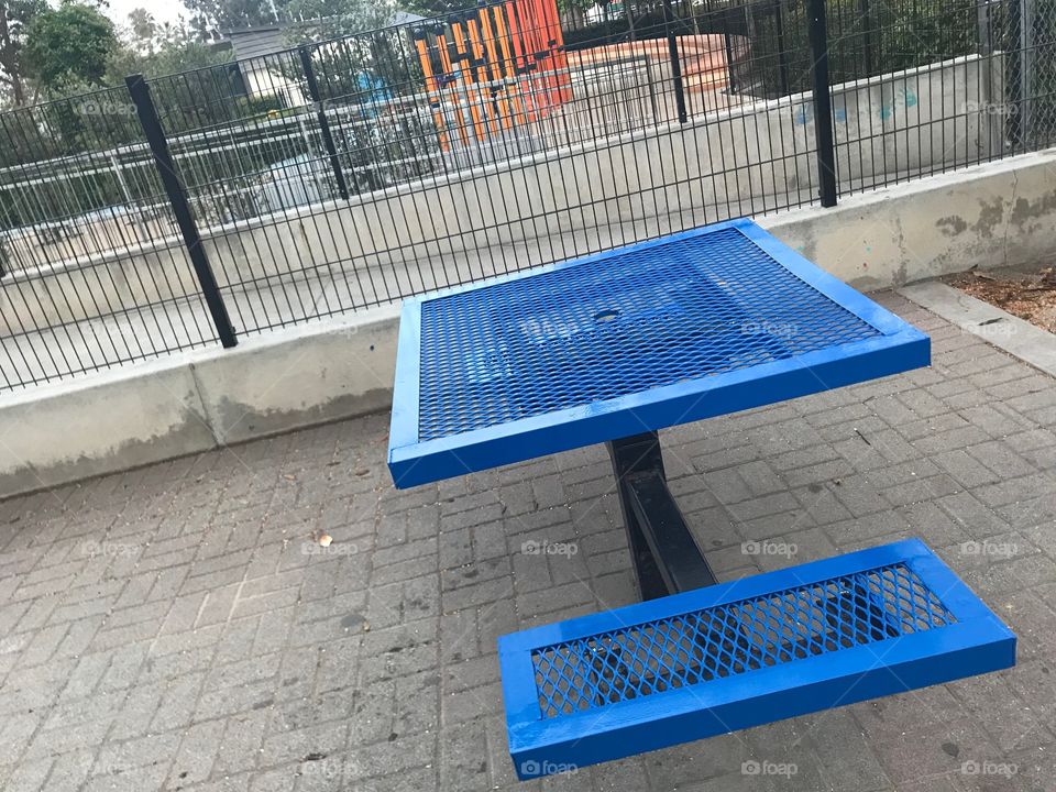 Blue Table in Park 