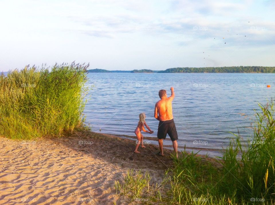 Playing on the beach