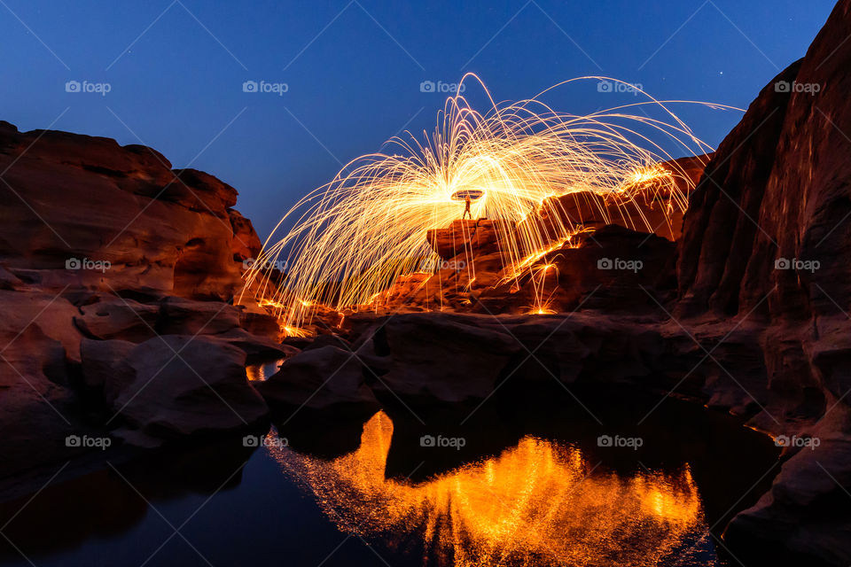 spiral the steel wool on the stone mountain