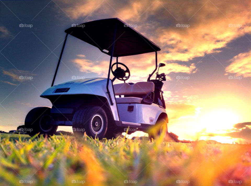 sky grass sunset clouds by calvinkay