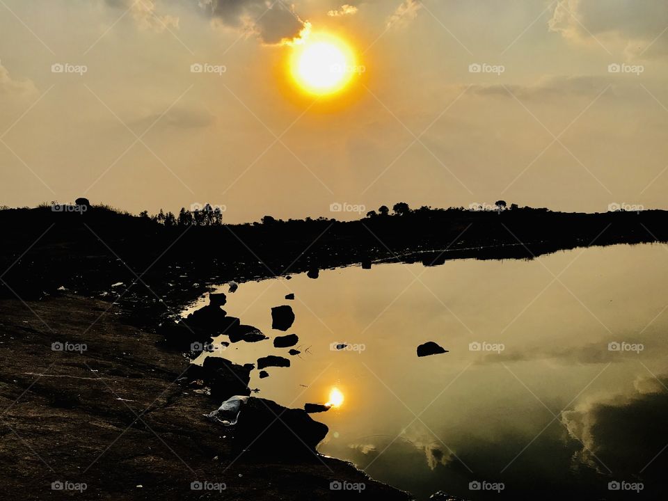 Sunset with reflections