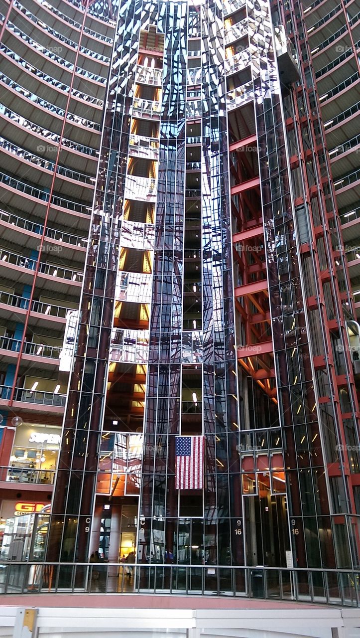 inside the Thompson Center. downtown Chicago