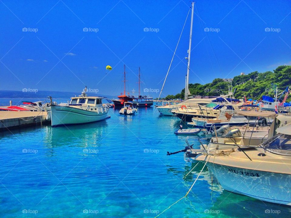 Harbor in Brela, Croatia
