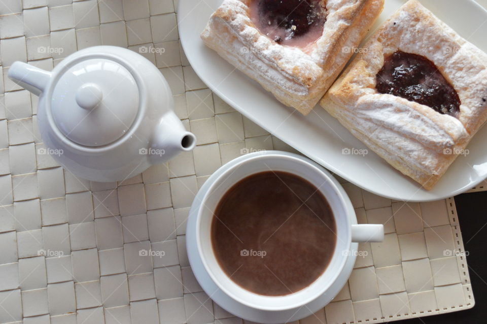 High angle view of breakfast