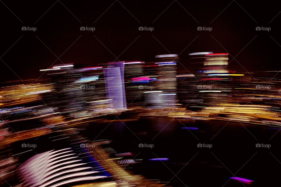 lights trails (singapore skyscrapers)