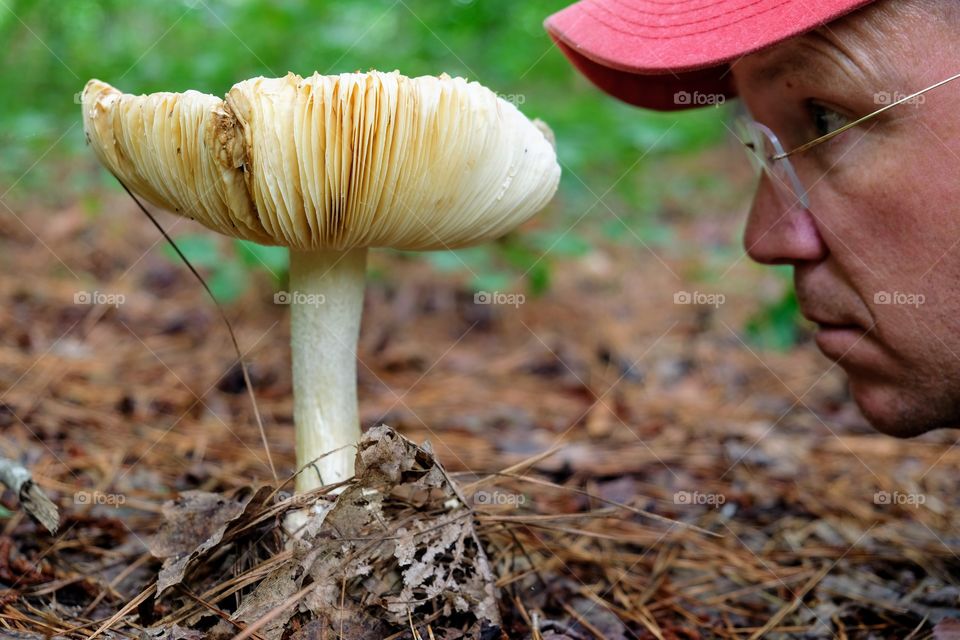 Foap, Selfie Time: Using my noggin as a size reference for this enormous Coker’s Amanita. 