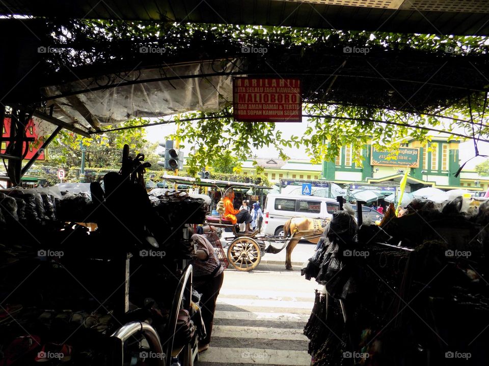 When I took shelter from the hot sun I saw a horse-drawn carriage