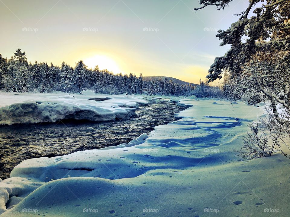 River in winter landscape 