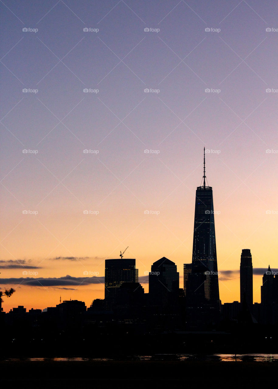 Manhattan Skyline Silhouette at Dawn