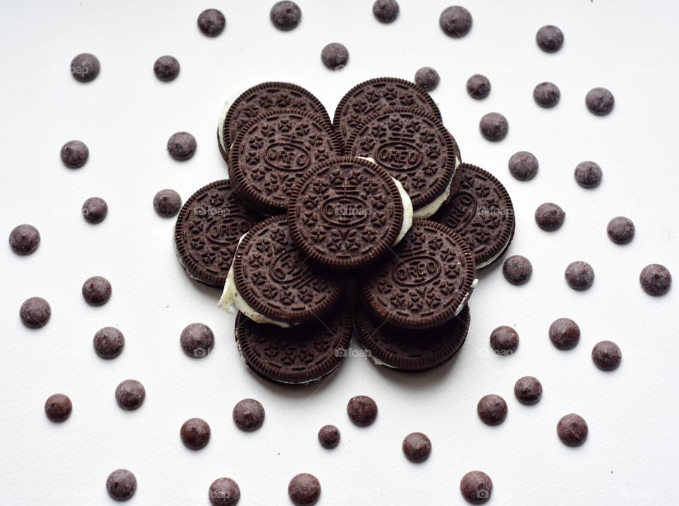 oreo cookies on white background