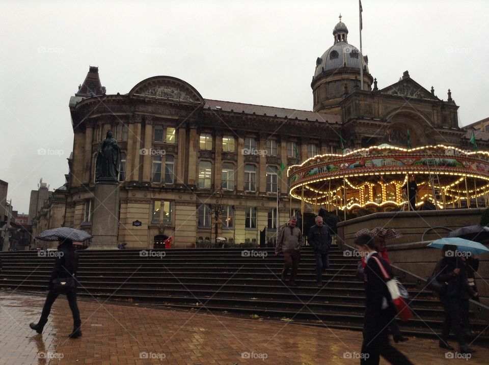 A rainy day at Birmingham city, England 