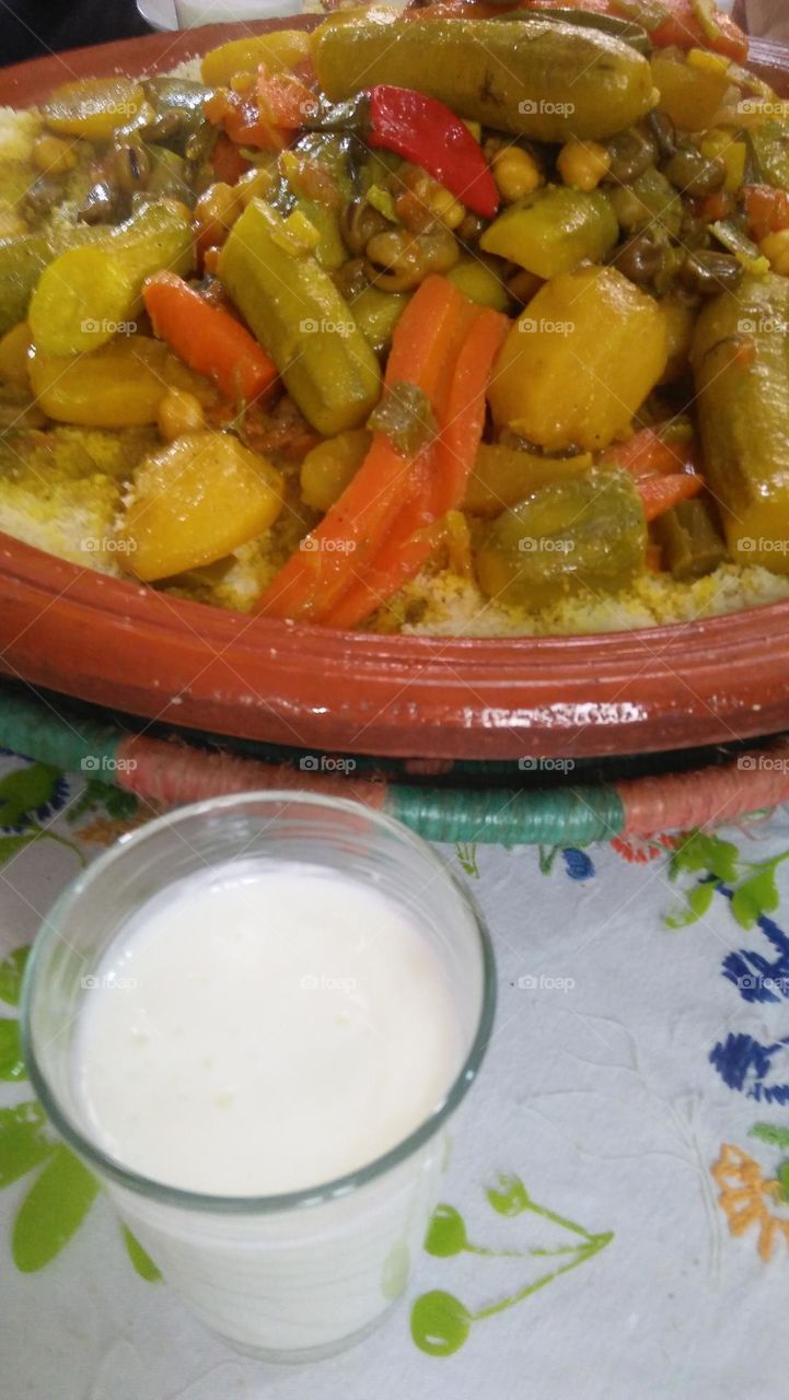 Beautiful plate of Moroccan Couscous.