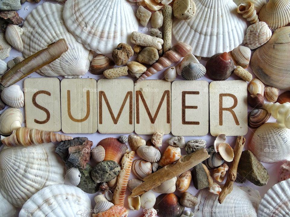 Word Summer wooden letters