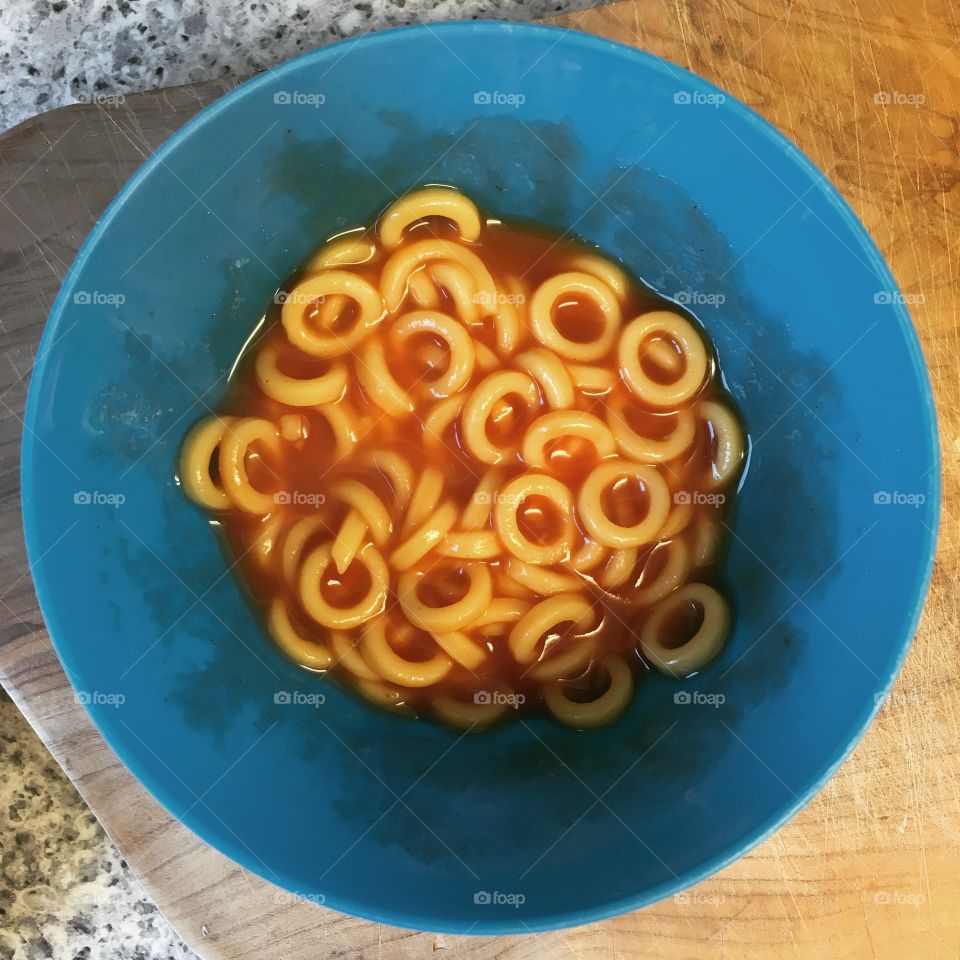 Convenience dinner - leftover spaghetti hoops