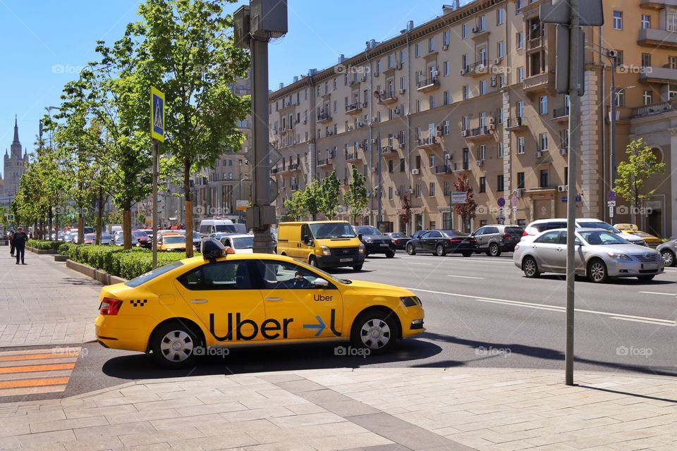 Yellow taxi Uber