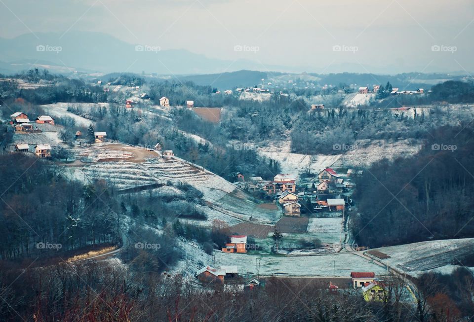 Winter at Zagorski bregi in Croatia, county hrvatsko zagorje