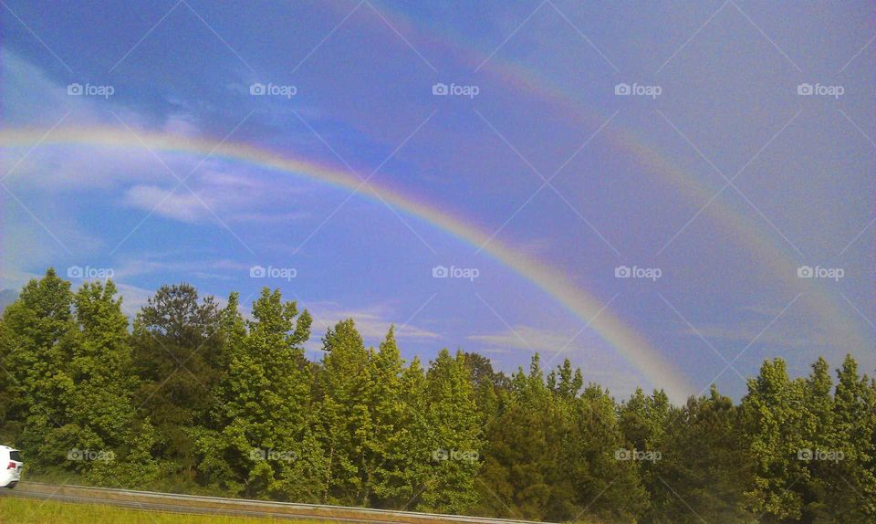 double rainbow over the farm