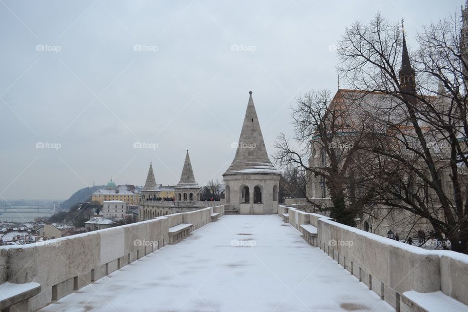 Snow covered Budapest morning