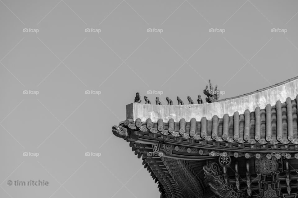 Corner of a building at Changgyeonggung Palace, Seoul, South Korea 