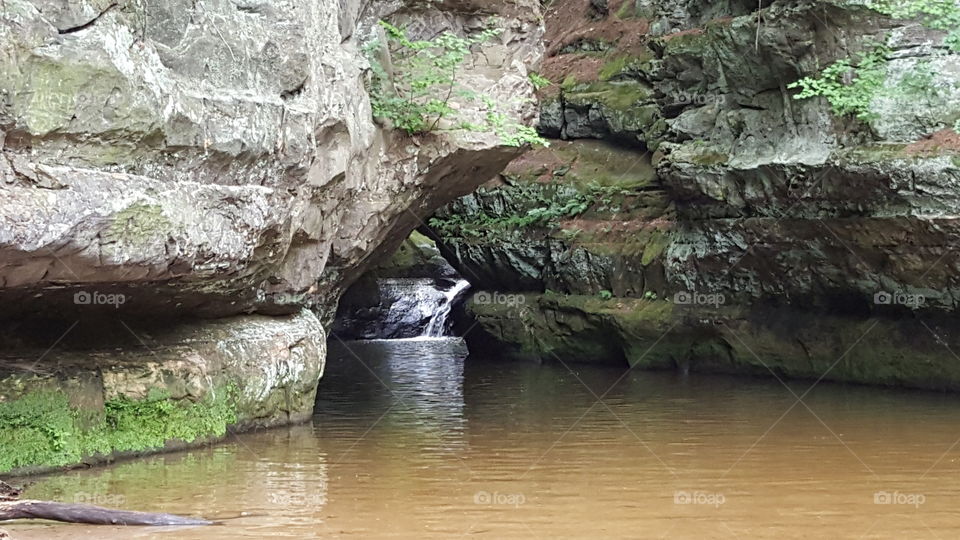 peeking at a waterfall