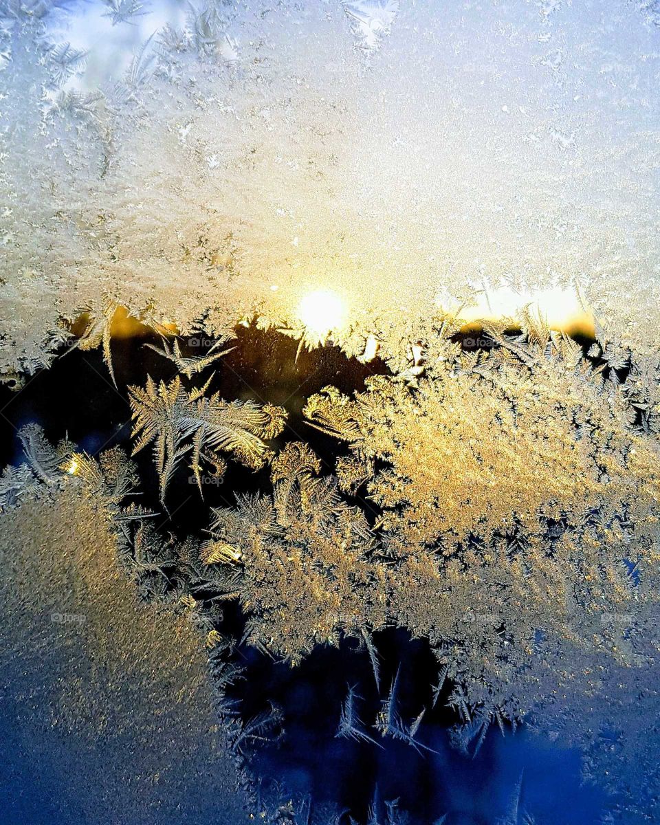 frosty window in the balcony