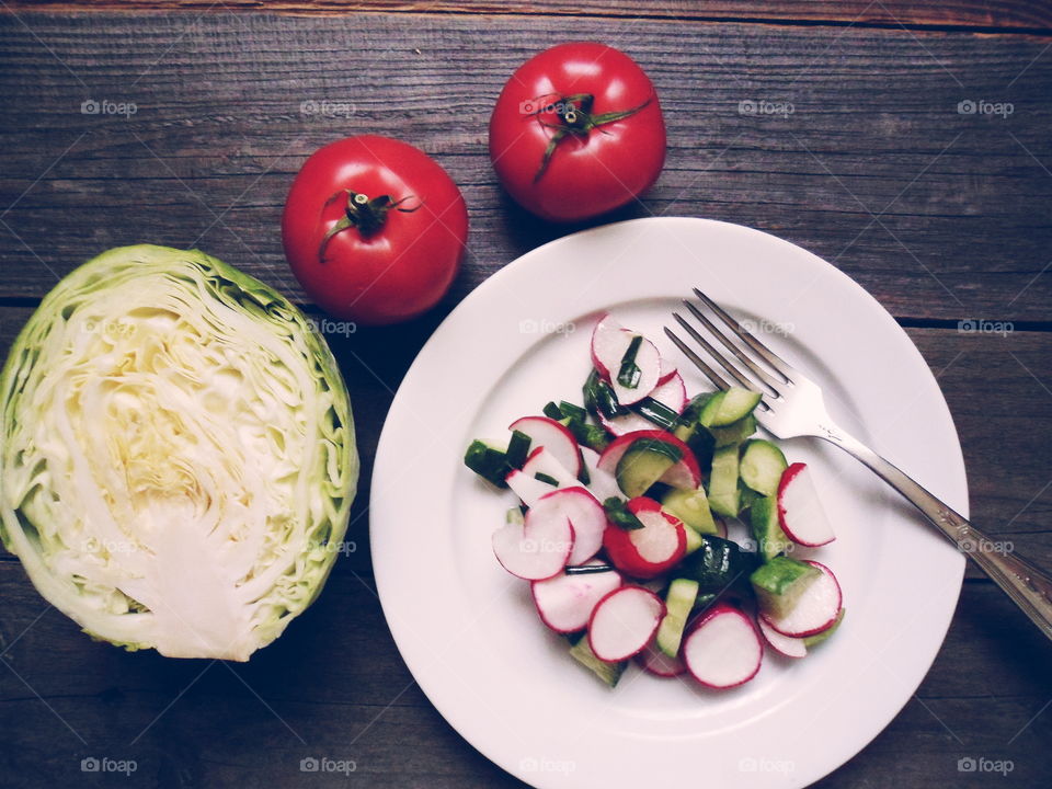 lettuce, tomatoes and cabbage