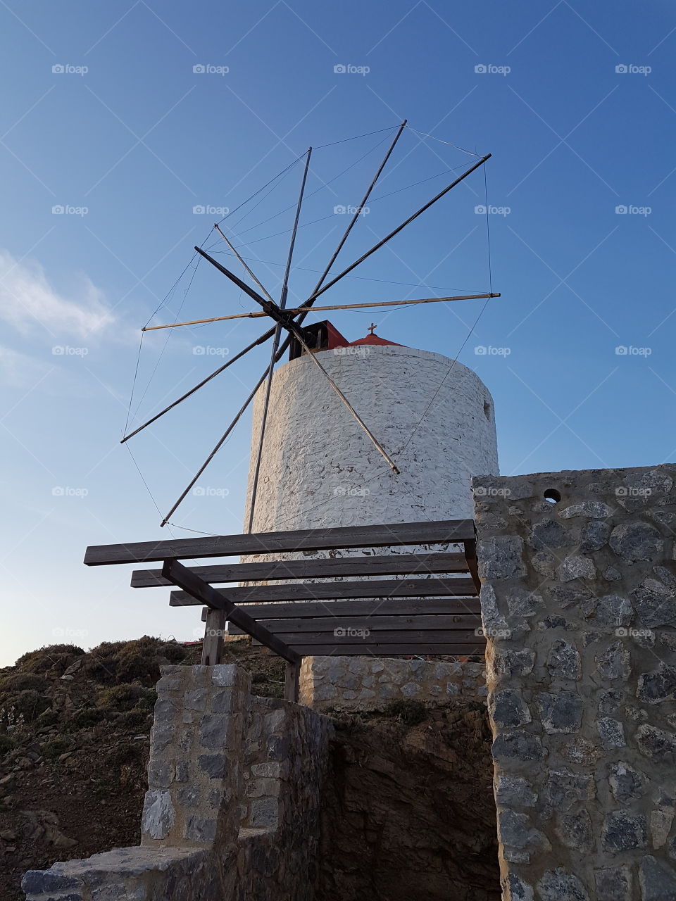 A traditional greek windmill in Astipalea. Greece.