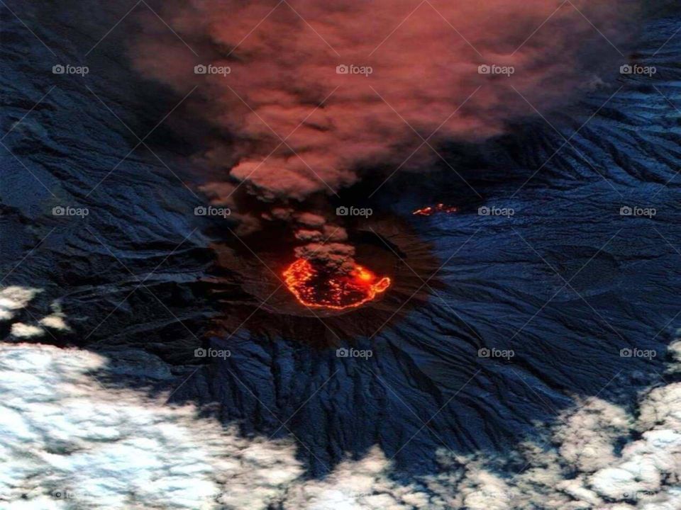 Beautiful eruption background of Cumbre Vieja volcano in La Palma