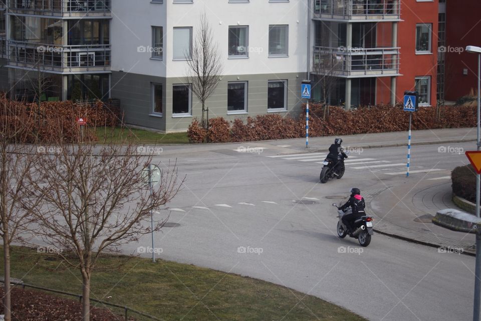 Just a picture of the street and bikers